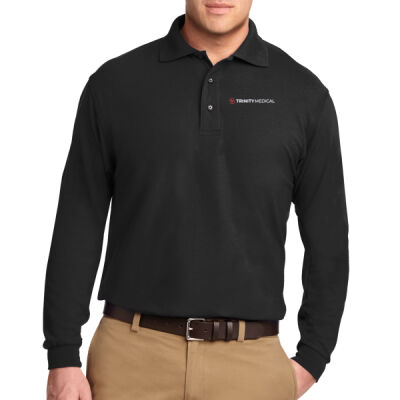 K500LS | Black | Embroidered Trinity - Silk Touch Long Sleeve Polo Thumbnail